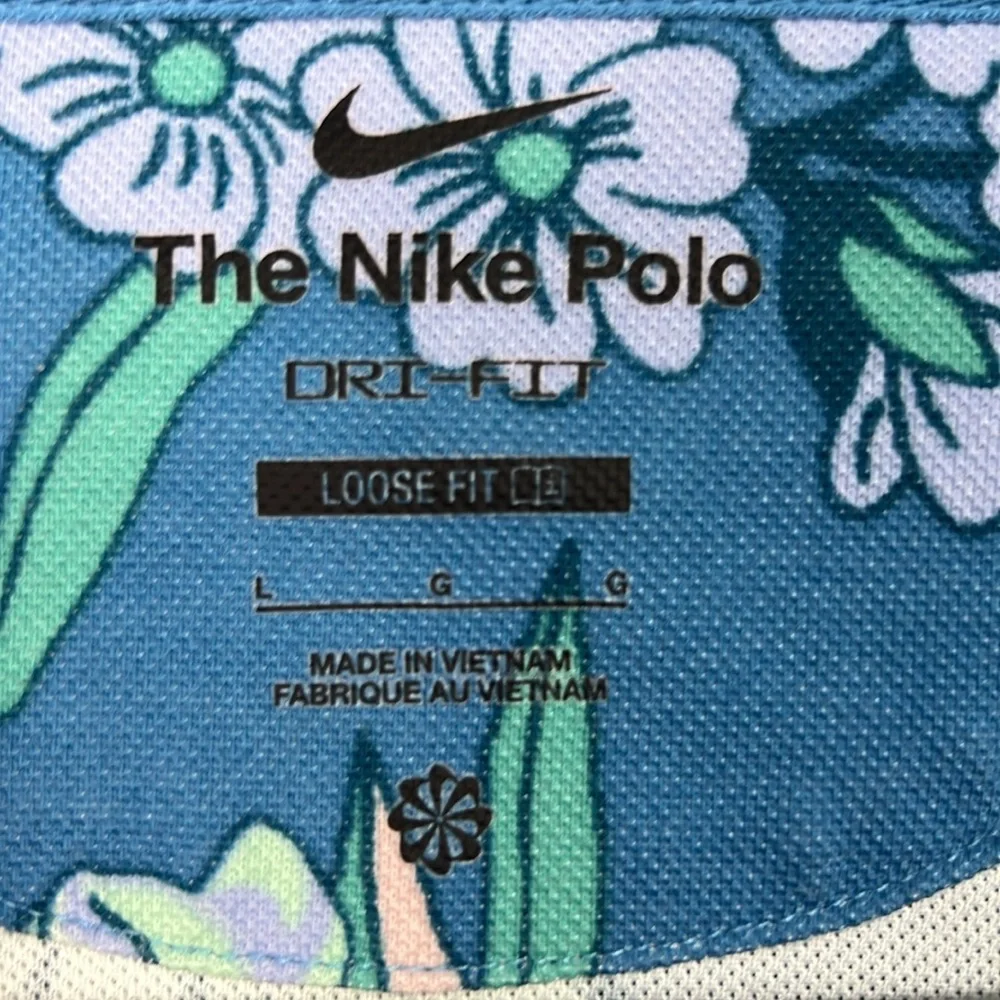 Nike Dri Fit Blue Tropical Floral Short Sleeve Crop Polo Large - Picture 3 of 8